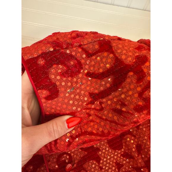 Vintage Aurora Ruffolo Christian Ruperto Red Sequin Button Cardigan Party Sz XL - Picture 7 of 7